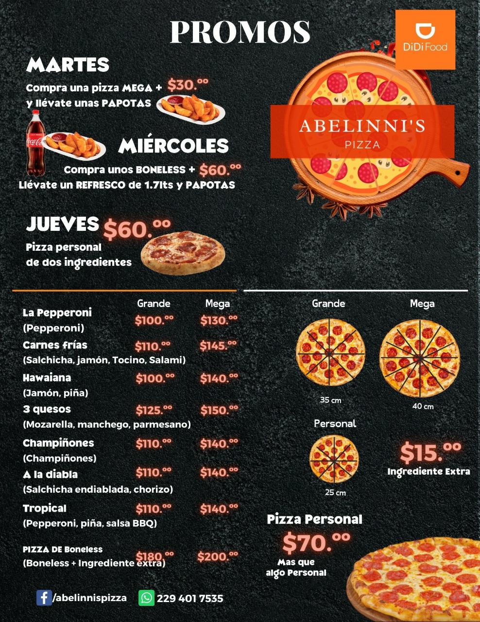 Menú Abelinnis Pizza